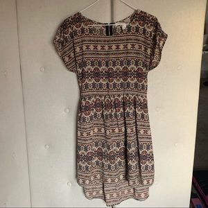 Tribal print babydoll dress
